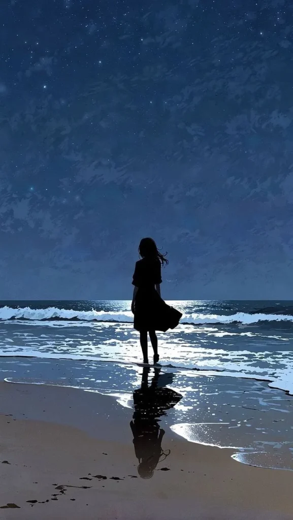 Wanita di tepi pantai